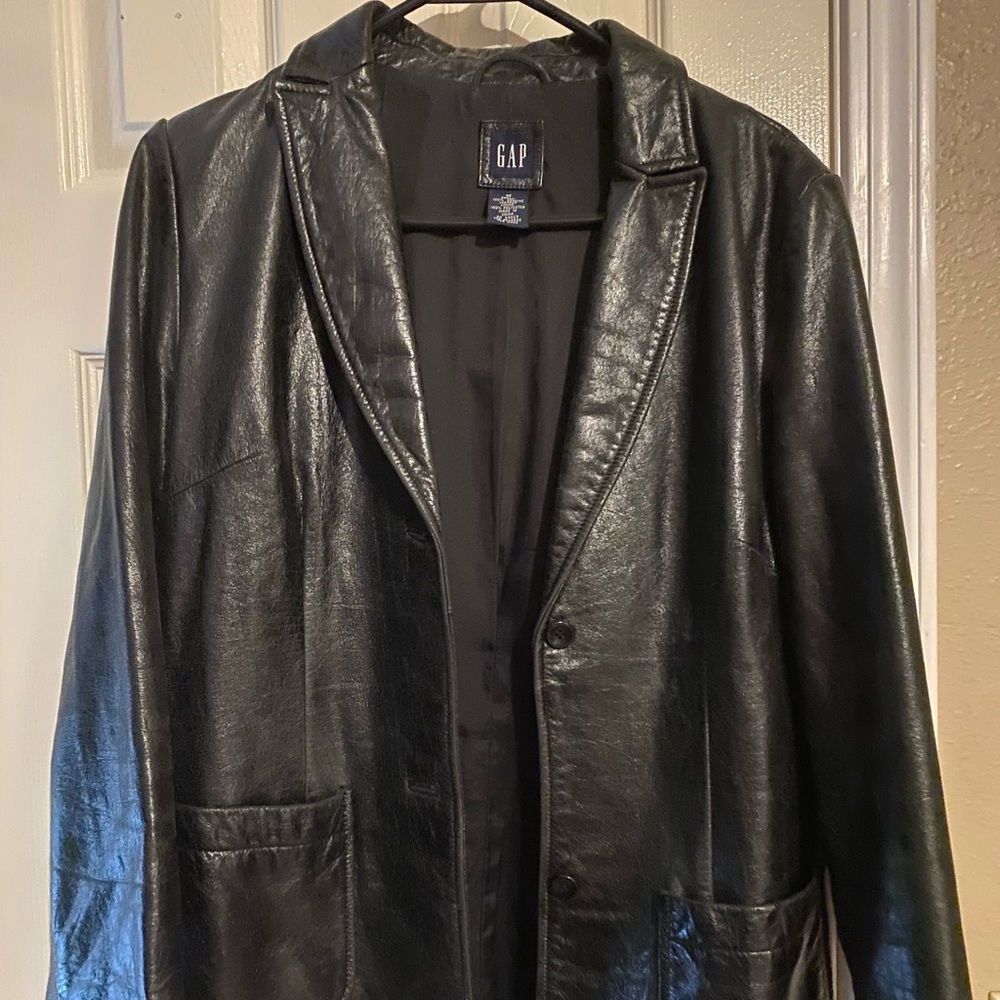 Black genuine leather GAP jacket
